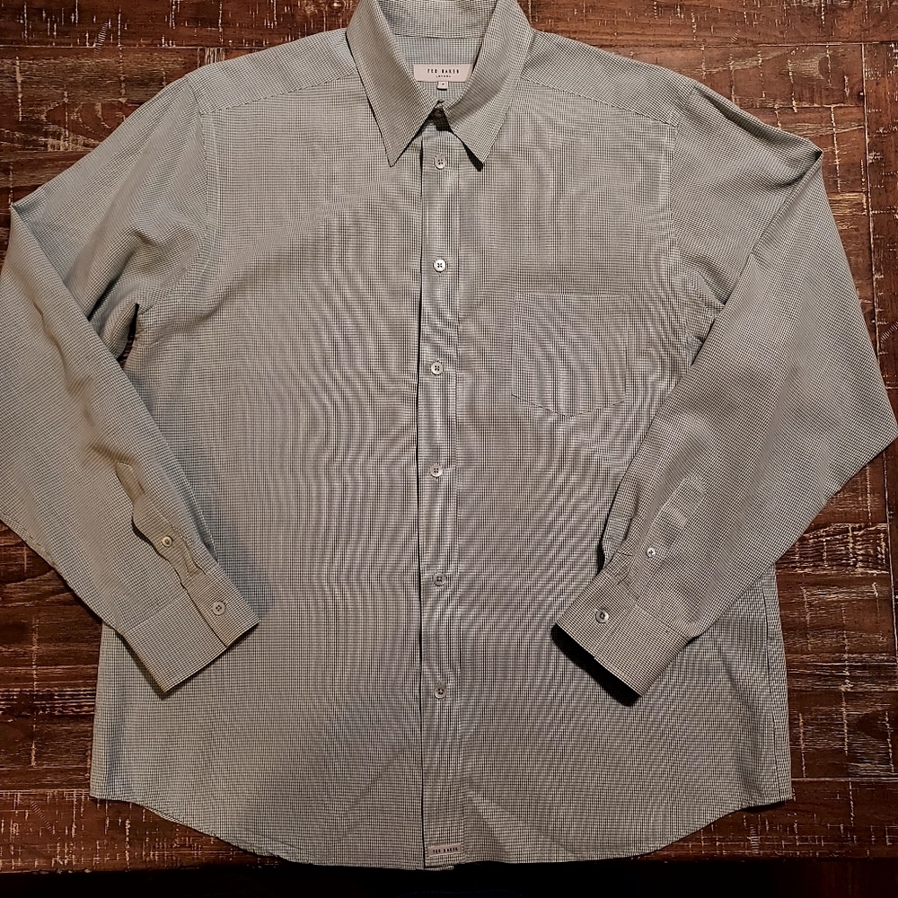 Ted Baker Size 4(Large) Men's Long Sleeve Button Down Check Pattern Shirt